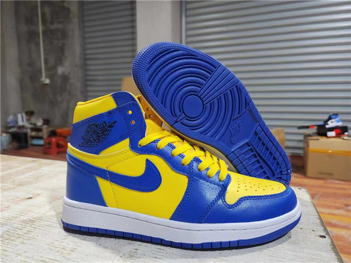 Women's Running Weapon Air Jordan 1 Yellow/Royal Shoes 0255